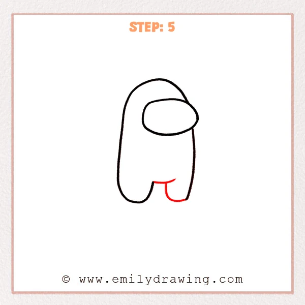 how to draw an among us - Step 5: A small notch is added to form the two legs of the Among Us character.